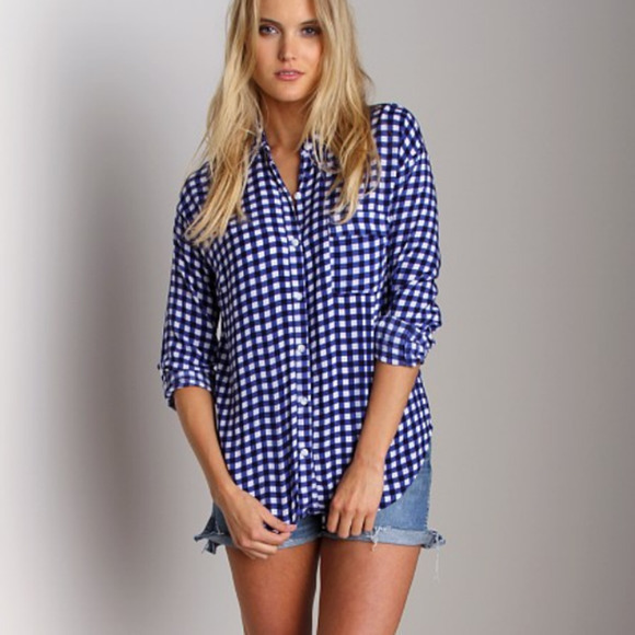 Splendid Tops - Splendid Gingham Button Down Navy